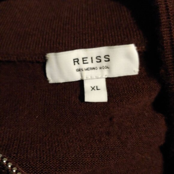Reiss Maroon Brown Pullover L-Sleeve Sweater XL Mock Neck - Picture 8 of 9